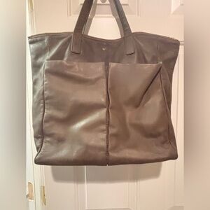 *PROJECT* Anya Hindmark Painted Taupe Leather Tote Bag